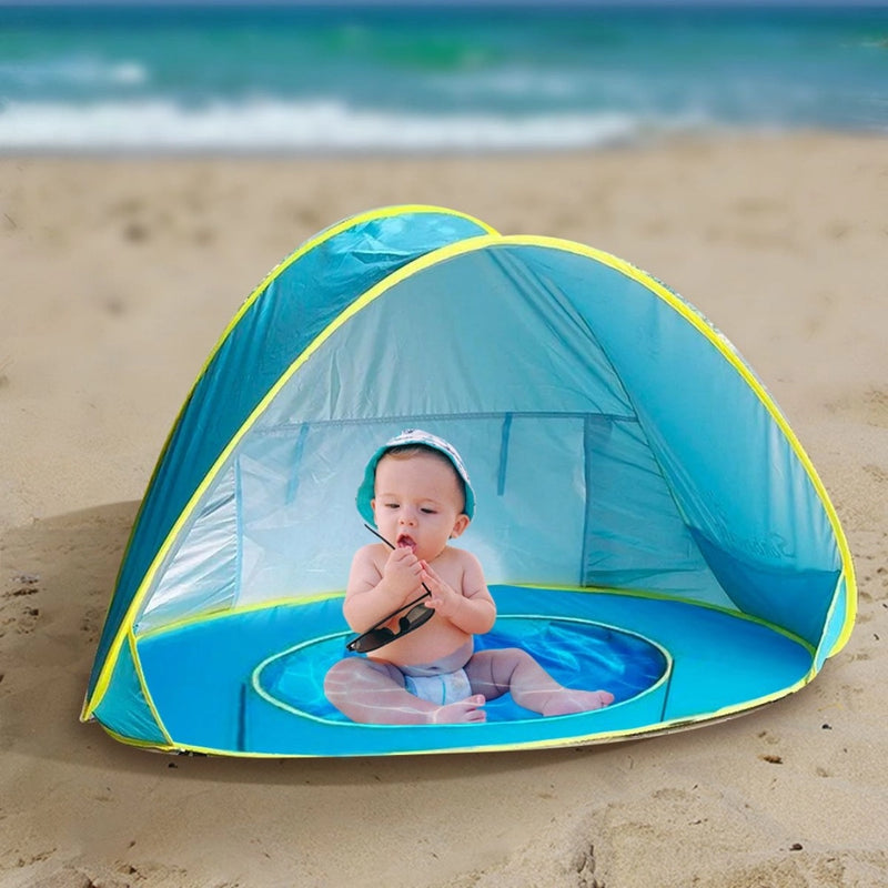 Tenda de praia para bebes impermeável com piscina
